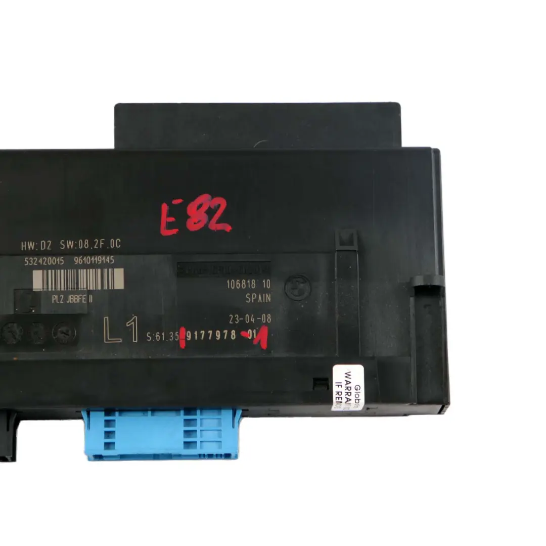 ECU Body Control Module Junction Box L1 PL2 JBBFE II to BMW E82 Coupe with Part number 9177978 BMW E82 Coupe ECU Body Control Module Junction Box L1 PL2 JBBFE II - SKU 9177978-1 - Part number 9177978
