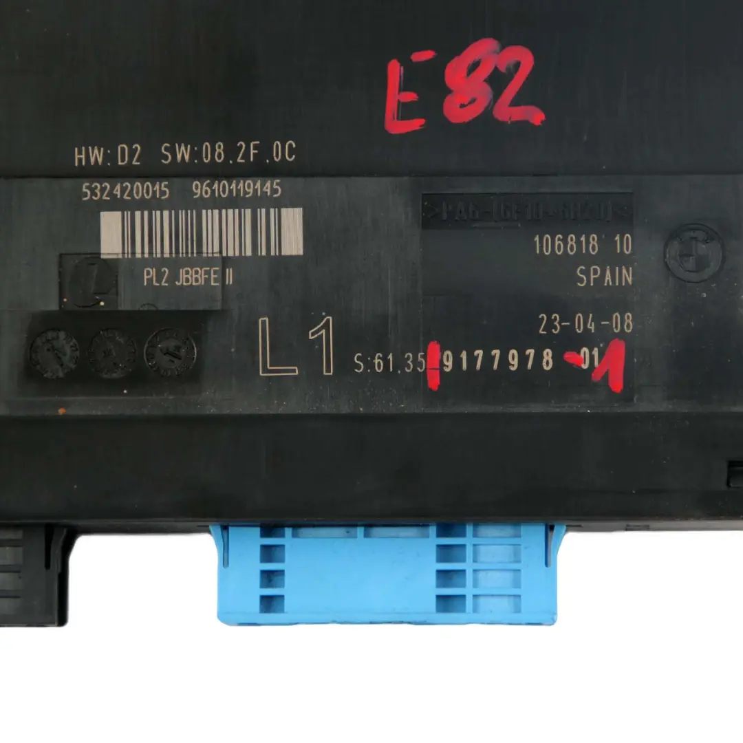 BMW E82 Coupe ECU Body Control Module Junction Box L1 PL2 JBBFE II - SKU 9177978-1 - Part number 9177978