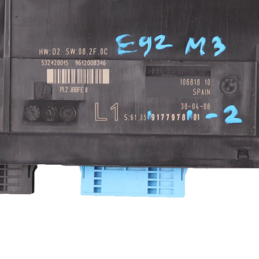 BMW E92 M3 ECU Body Control Module Junction Box L1 PL2 JBBFE III - SKU 9177978-2 - Part number 9177978