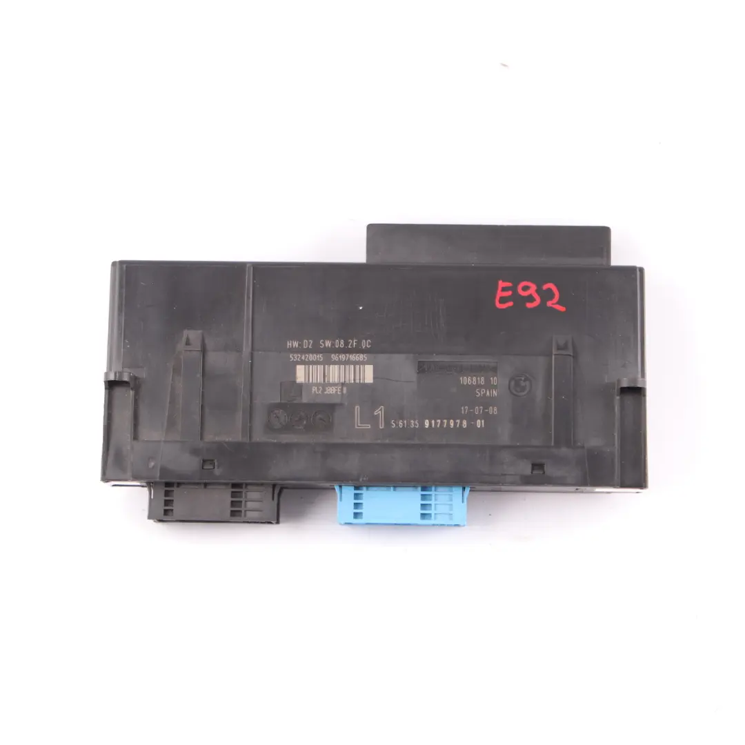 ECU Modulo De Control Del Cuerpo Caja De Conexiones L1 PL2 JBBFE para BMW E92 con número de pieza 9177978 BMW E92 ECU Modulo De Control Del Cuerpo Caja De Conexiones L1 PL2 JBBFE - SKU 9177978 - Número de pieza 9177978