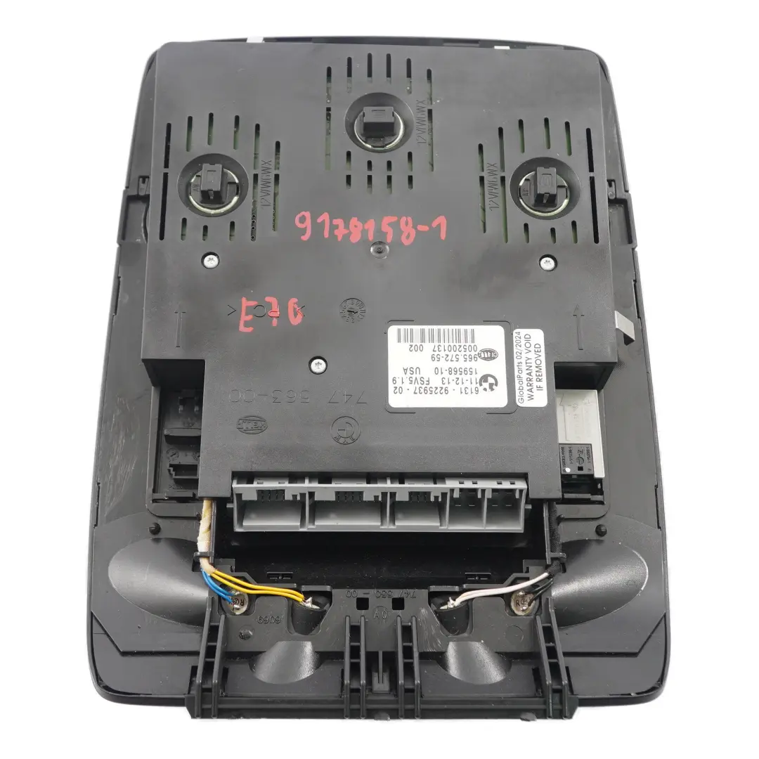 Unità di commutazione della luce interna anteriore per BMW X5 E70 X6 E71 con numero di parte 9178158 BMW X5 E70 X6 E71 Unità di commutazione della luce interna anteriore - SKU 9178158-1 - Numero di parte 9178158