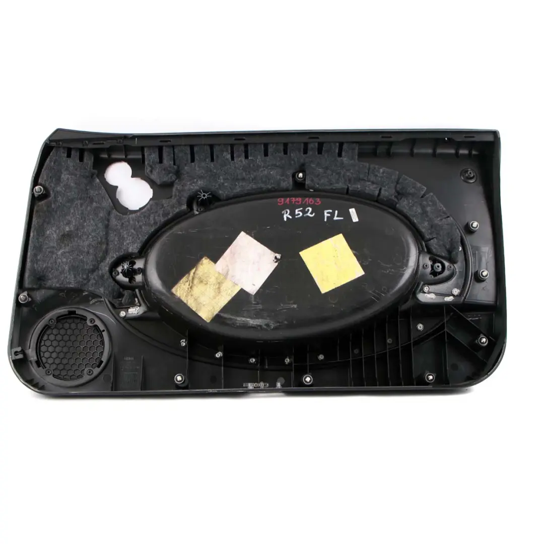 Front Left N/S Door Card Trim Panther Black Pepper White to Mini R50 R52 R53 with Part number 9179163 Mini R50 R52 R53 Front Left N/S Door Card Trim Panther Black Pepper White - SKU 9179163 - Part number 9179163
