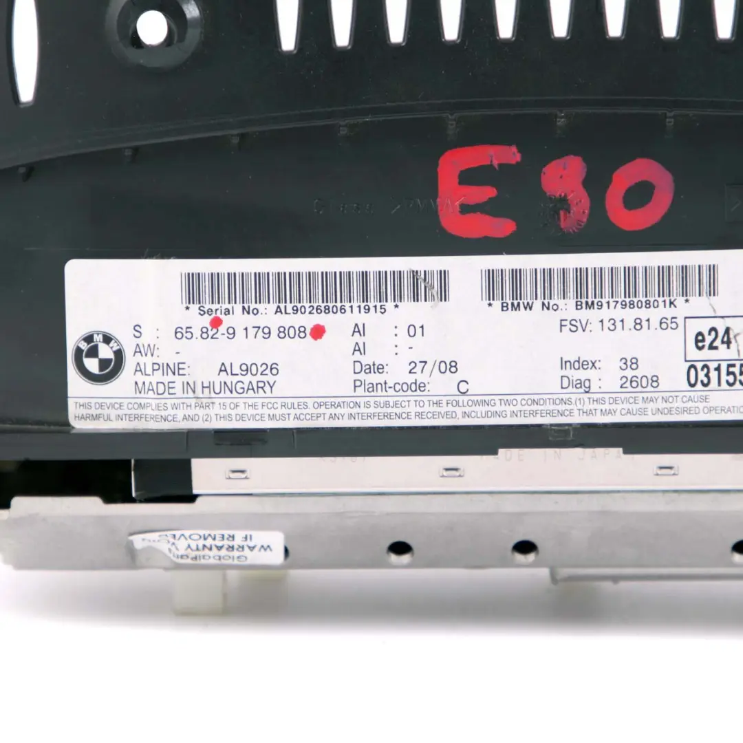 BMW E60 E61 E90 E91 Pantalla De Navegación A Bordo 6,5" - SKU 9179808 - Número de pieza 9179808