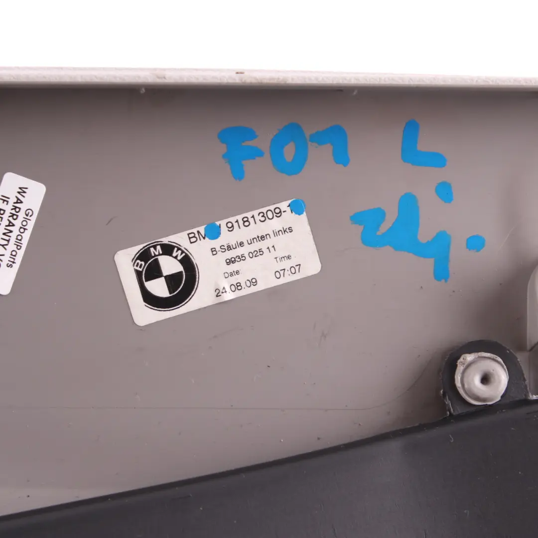 Trim Cover B Column Pillar Bottom Panelling Left Black Grey to BMW F01 F02 with Part number 9181309 BMW F01 F02 Trim Cover B Column Pillar Bottom Panelling Left Black Grey - SKU 9181309 - Part number 9181309