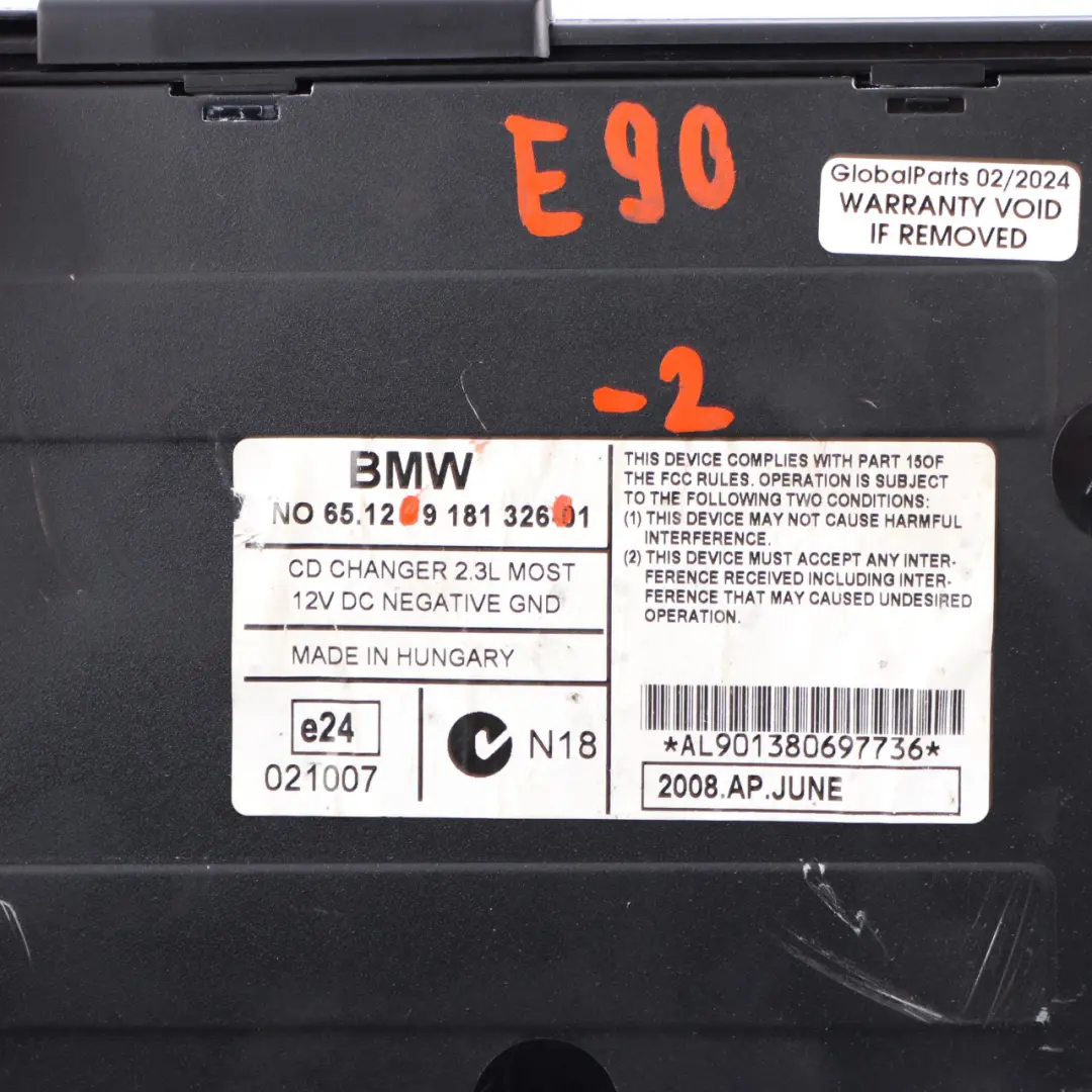 6-Disc CD Changer With Magazine to BMW E81 E87 E90 E91 E92 with Part number 9181326 BMW E81 E87 E90 E91 E92 6-Disc CD Changer With Magazine - SKU 9181326-2 - Part number 9181326