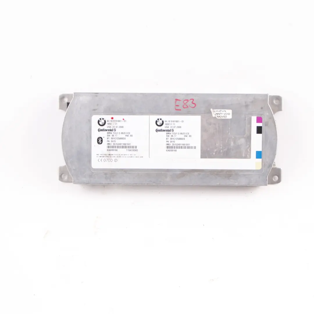 Telemática Bluetooth Unidad de Control Módulo para BMW X3 E83 con número de pieza 9181881 BMW X3 E83 Telemática Bluetooth Unidad de Control Módulo - SKU 9181881 - Número de pieza 9181881