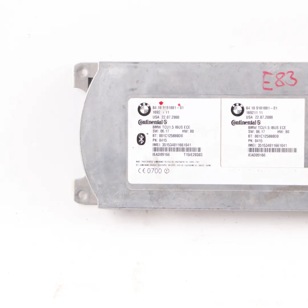 Modulo Unità di Controllo Bluetooth Telematico per BMW X3 E83 con numero di parte 9181881 BMW X3 E83 Modulo Unità di Controllo Bluetooth Telematico - SKU 9181881 - Numero di parte 9181881