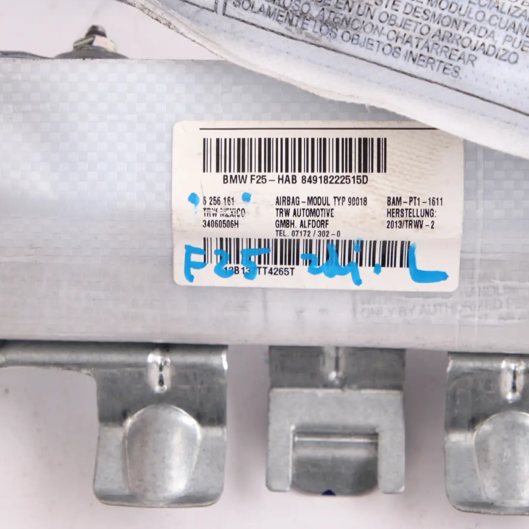 Modulo d'aria a tendina sinistra Unità di sicurezza del tetto per BMW X3 F25 con numero di parte 9182225 BMW X3 F25 Modulo d'aria a tendina sinistra Unità di sicurezza del tetto - SKU 9182225 - Numero di parte 9182225