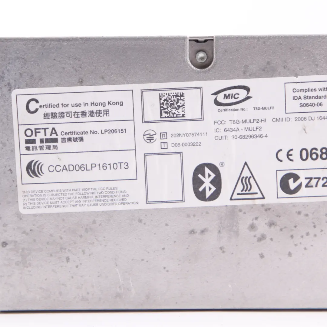 Módulo Bluetooth Manos Libres Alto MULF2 Harman Becker para BMW E87 E90 E91 con número de pieza 9183373 BMW E87 E90 E91 Módulo Bluetooth Manos Libres Alto MULF2 Harman Becker - SKU 9183373 - Número de pieza 9183373