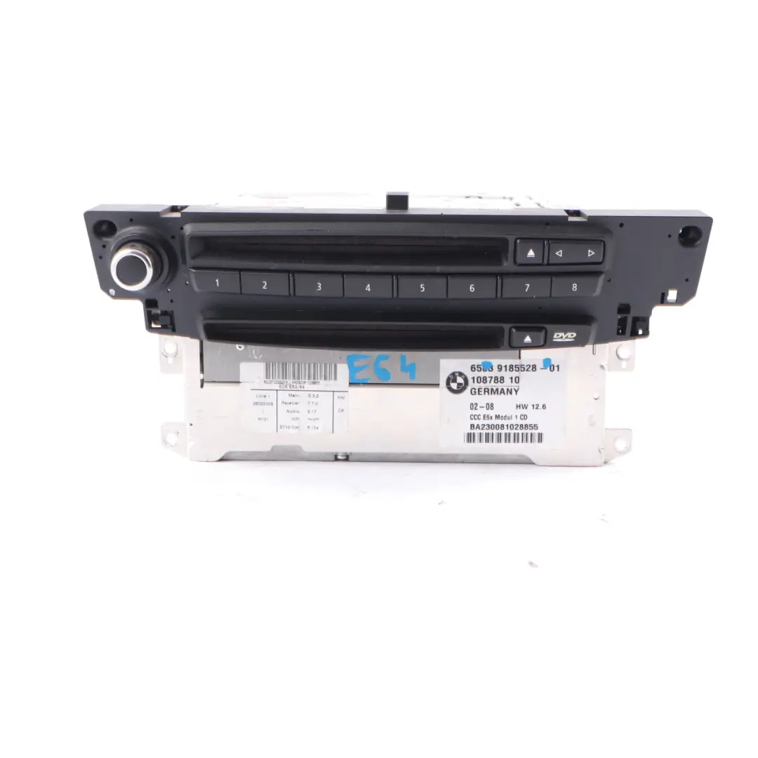 CCC Sat Navigation System CD Player Head Unit to BMW E64 with Part number 9185528 BMW E64 CCC Sat Navigation System CD Player Head Unit - SKU 9185528 - Part number 9185528