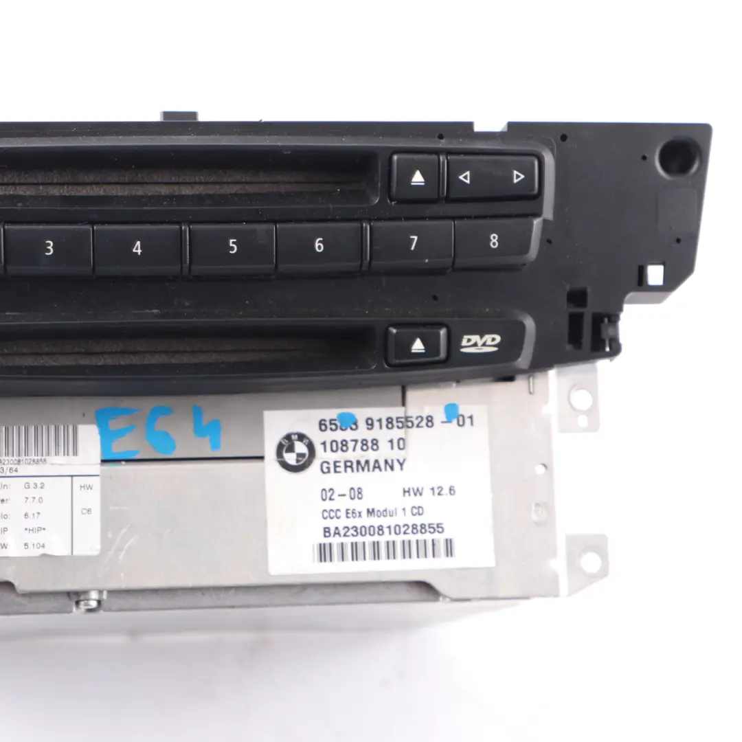 CCC Sat Navigation System CD Player Head Unit to BMW E64 with Part number 9185528 BMW E64 CCC Sat Navigation System CD Player Head Unit - SKU 9185528 - Part number 9185528