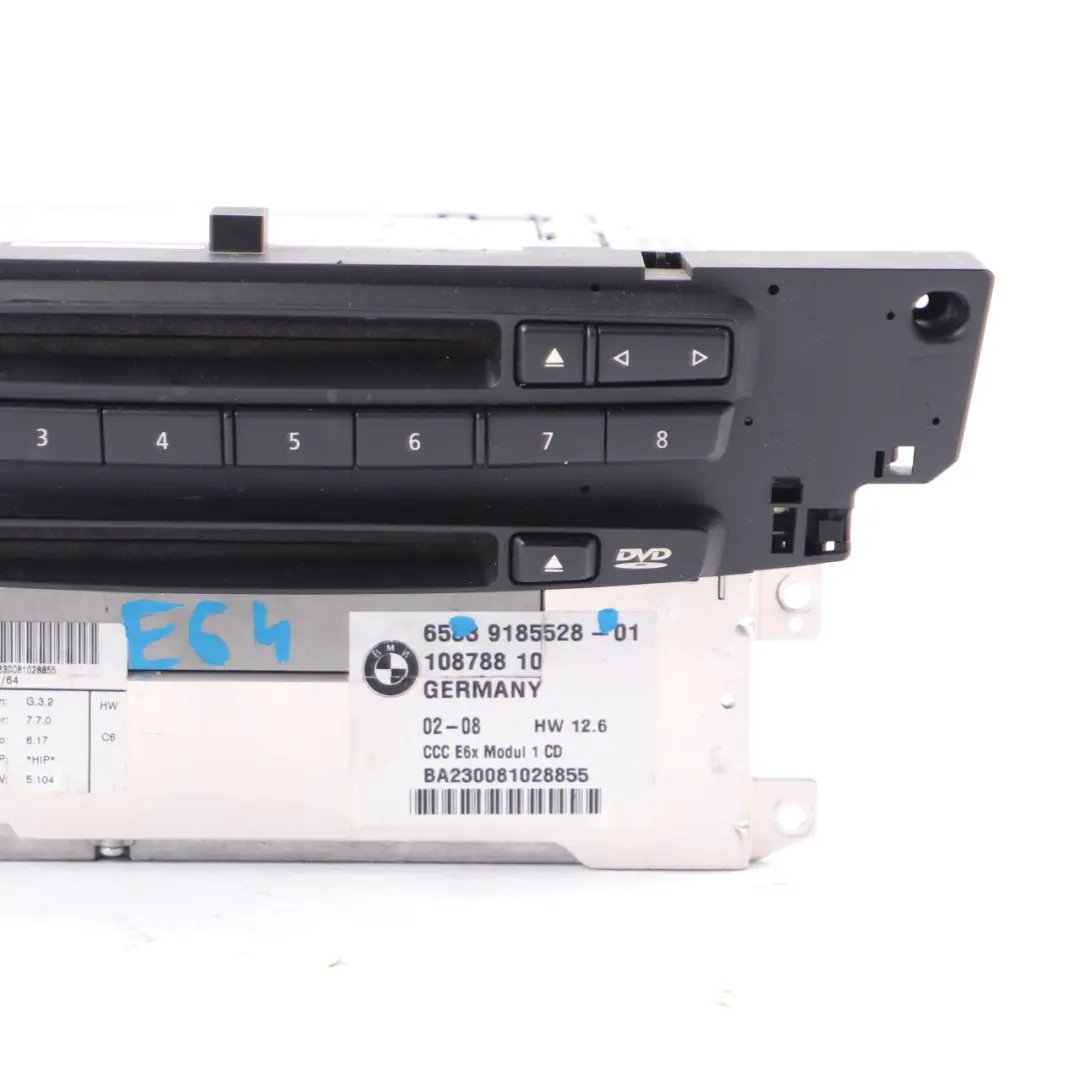 CCC Sat Navigation System CD Player Head Unit to BMW E64 with Part number 9185528 BMW E64 CCC Sat Navigation System CD Player Head Unit - SKU 9185528 - Part number 9185528