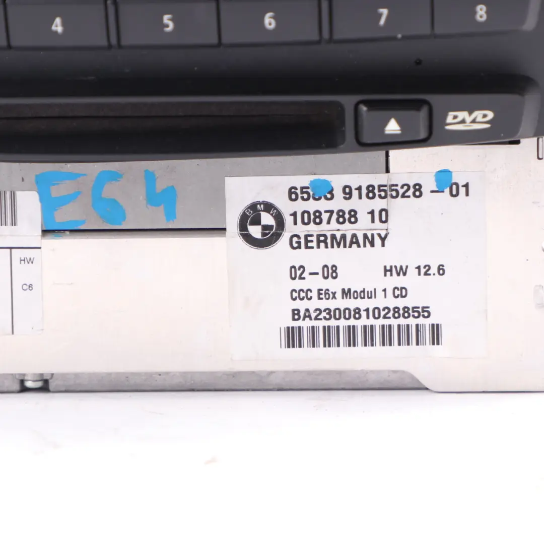 CCC Sat Navigation System CD Player Head Unit to BMW E64 with Part number 9185528 BMW E64 CCC Sat Navigation System CD Player Head Unit - SKU 9185528 - Part number 9185528