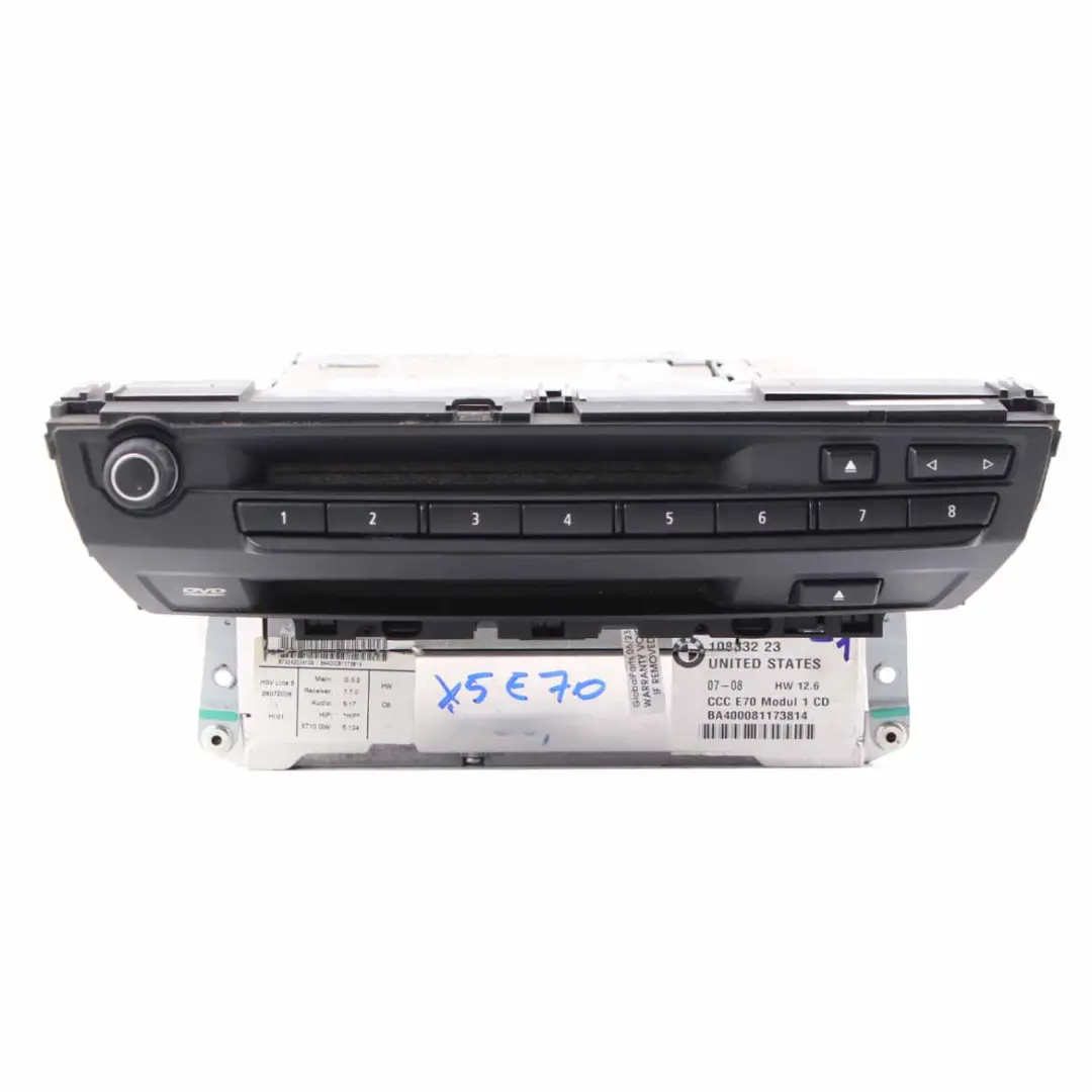 BMW X5 Series E70 CCC Professional Radio CD Player Navigation Unit - SKU 9185542-1 - Part number 9185542