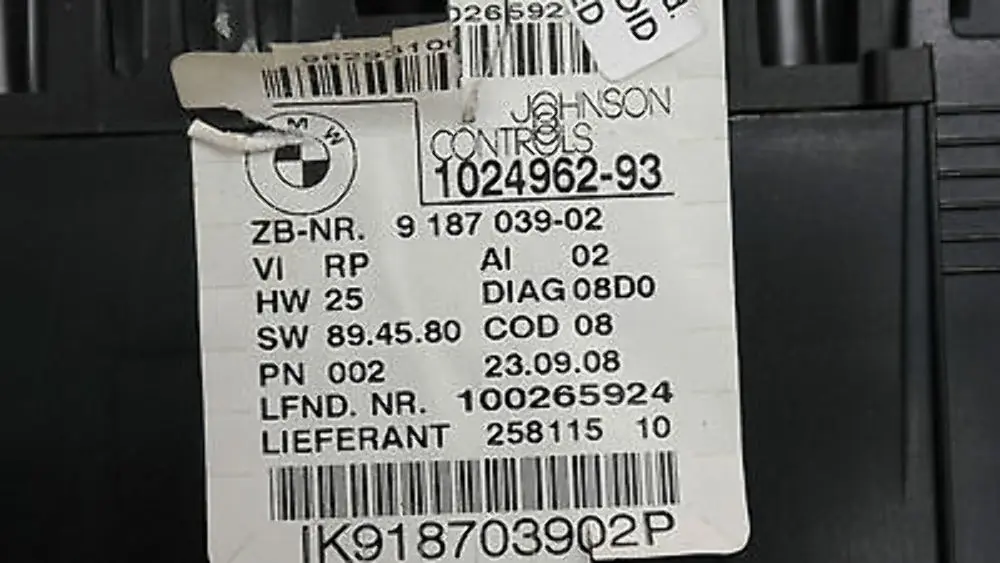 Instrument Cluster Speedo Clocks Petrol to BMW 1 Series E81 E87 E87N E88 with Part number 62109187039 BMW 1 Series E81 E87 E87N E88 Instrument Cluster Speedo Clocks Petrol - SKU 9187039 - Part number 62109187039