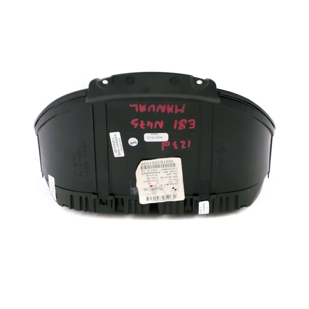 BMW E81 E82 E88 E87 LCI 123d N47S Speedo Clocks Instruments MPH Manual - SKU 9187051-1 - Part number 9187051