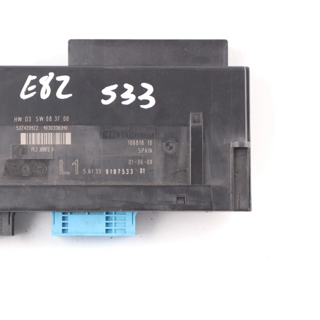 BMW E82 Boîte jonction du module de commande de la carrosserie L1 PL2 JBBFE II - SKU 9187533-1 - Numéro de pièce 9187533