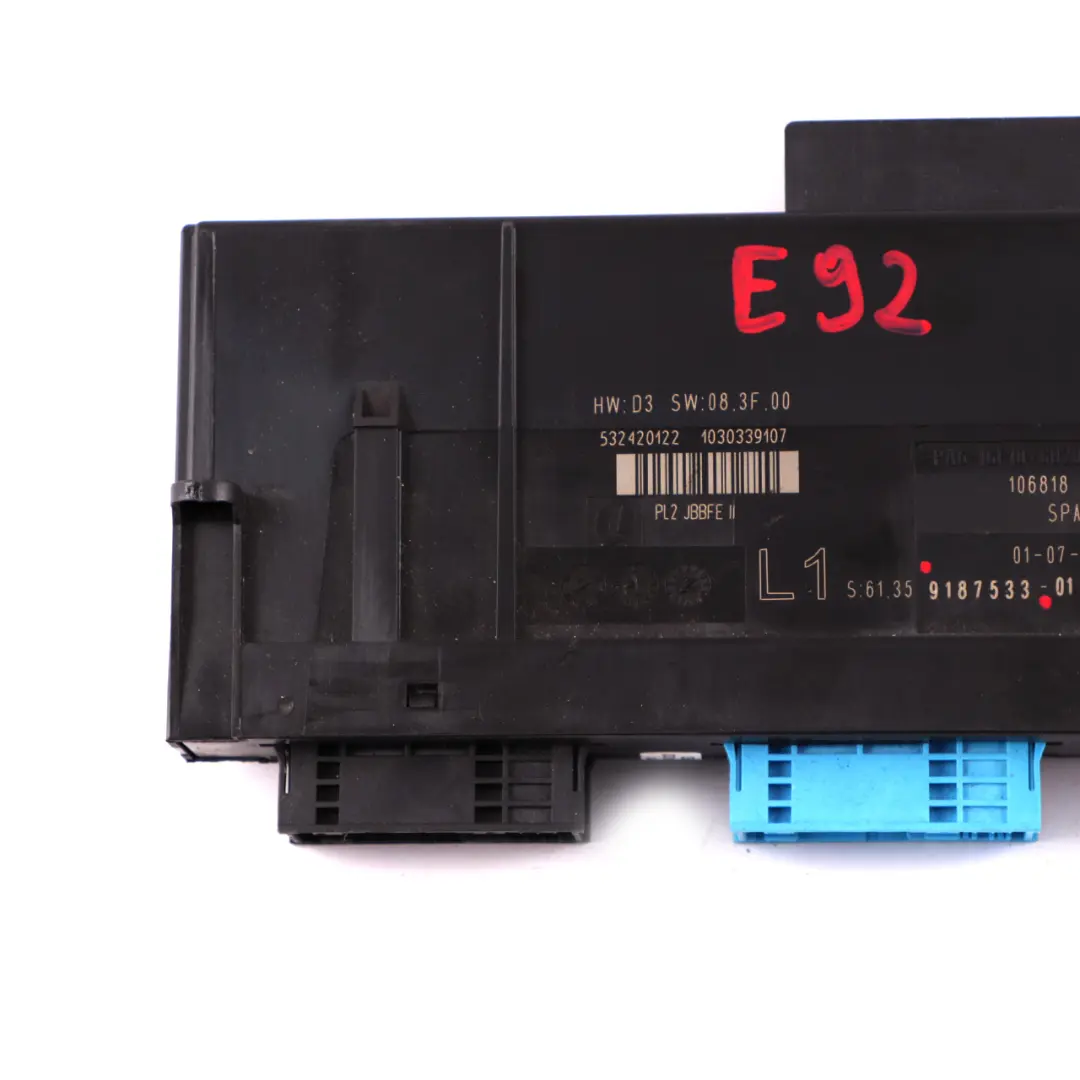 BMW E92 ECU Body Control Module Junction Box L1 PL2 JBBFE II - SKU 9187533 - Part number 9187533