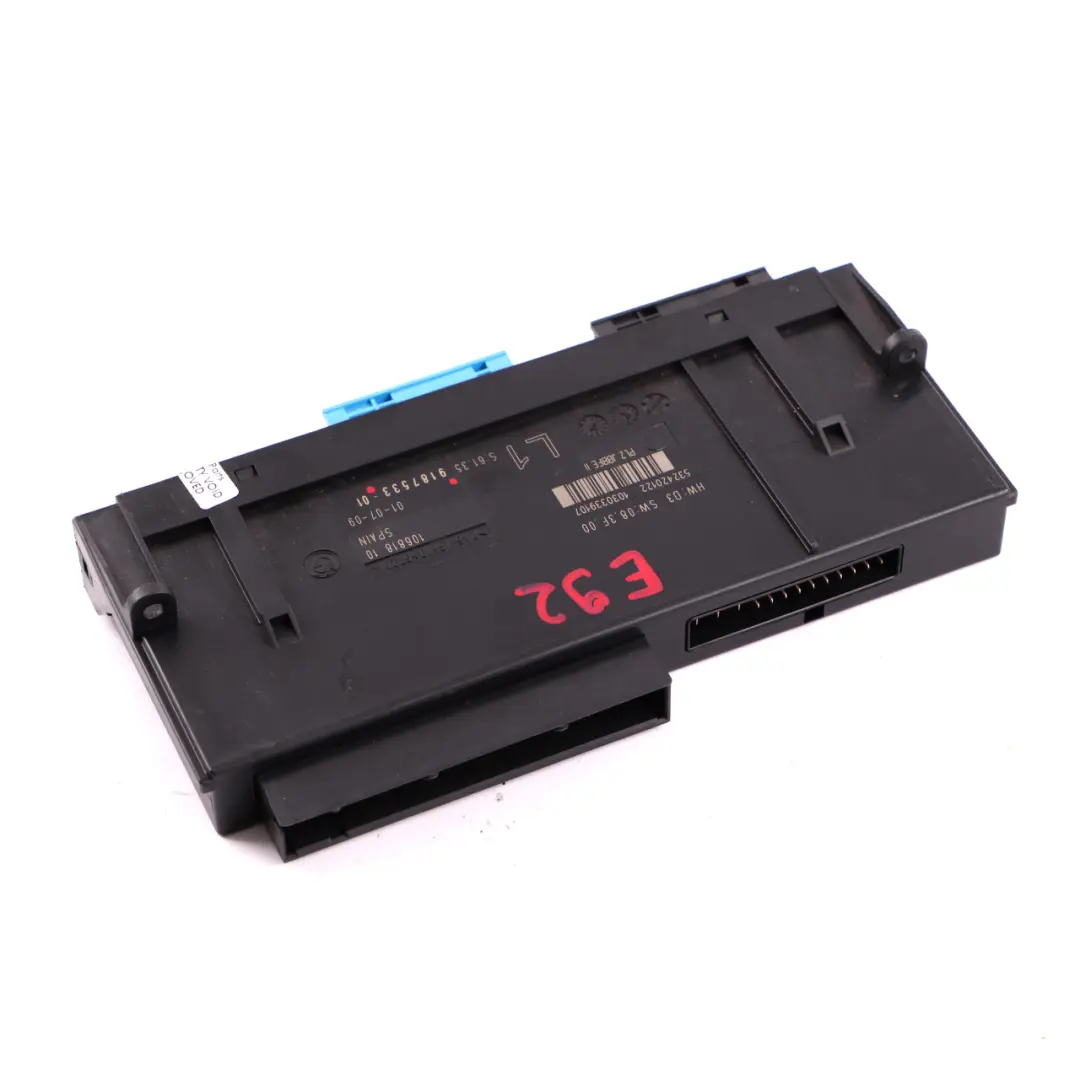 ECU Módulo Control Cuerpo Caja Conexiones L1 PL2 JBBFE II para BMW E92 con número de pieza 9187533 BMW E92 ECU Módulo Control Cuerpo Caja Conexiones L1 PL2 JBBFE II - SKU 9187533 - Número de pieza 9187533