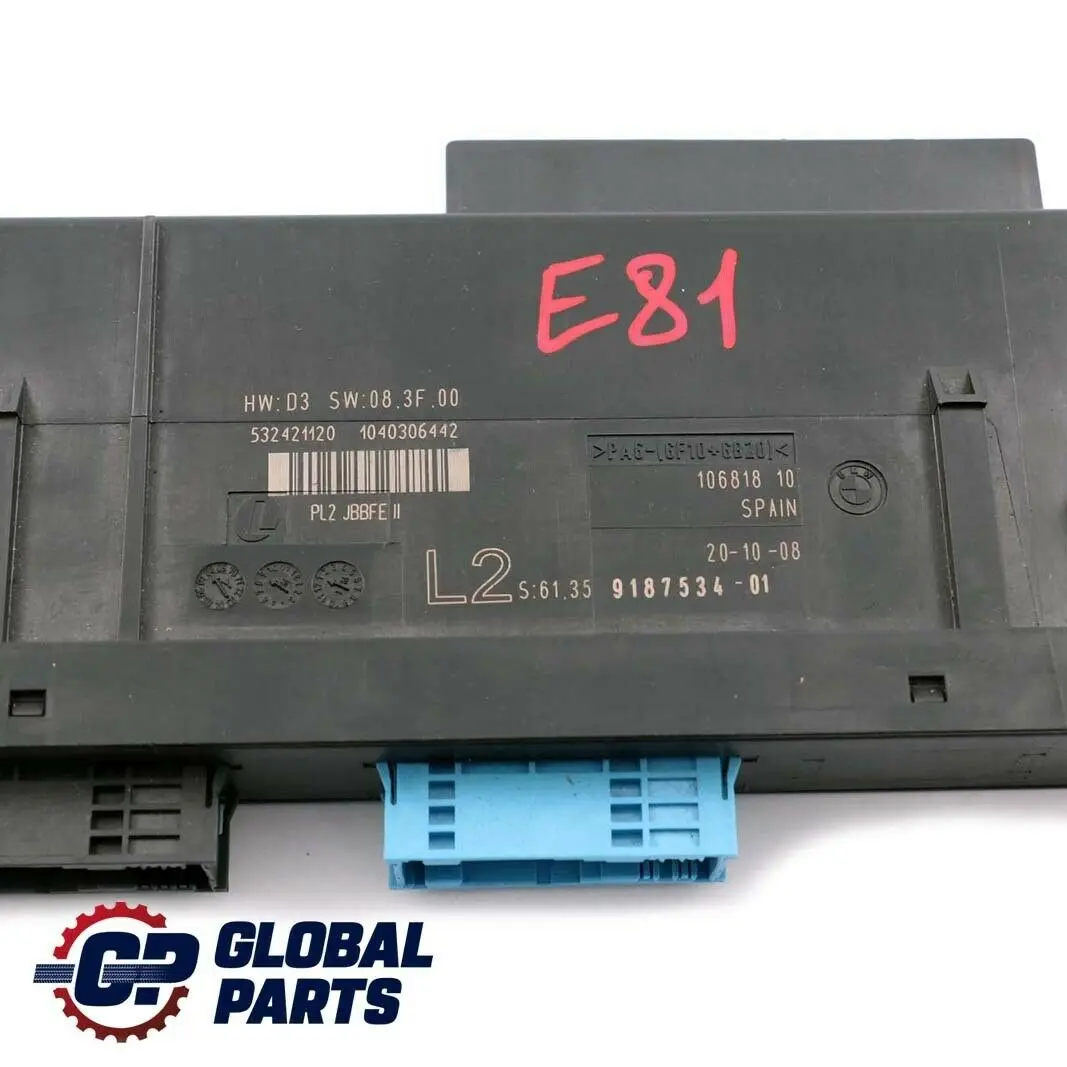 Commande Module ECU L2 PL2 JBBFEII 6135 pour BMW E81 à propos du numéro de pièce 9187534 BMW E81 Commande Module ECU L2 PL2 JBBFEII 6135 - SKU 9187534 - Numéro de pièce 9187534