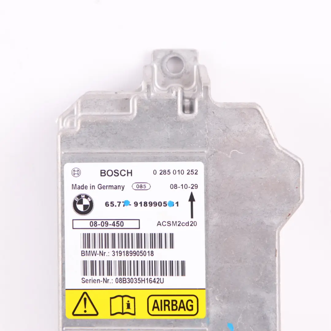 BMW X5 E70 X6 E71 Sicurezza Unità controllo Modulo aria Borsa ECU Bosch - SKU 9189905 - Numero di parte 9189905
