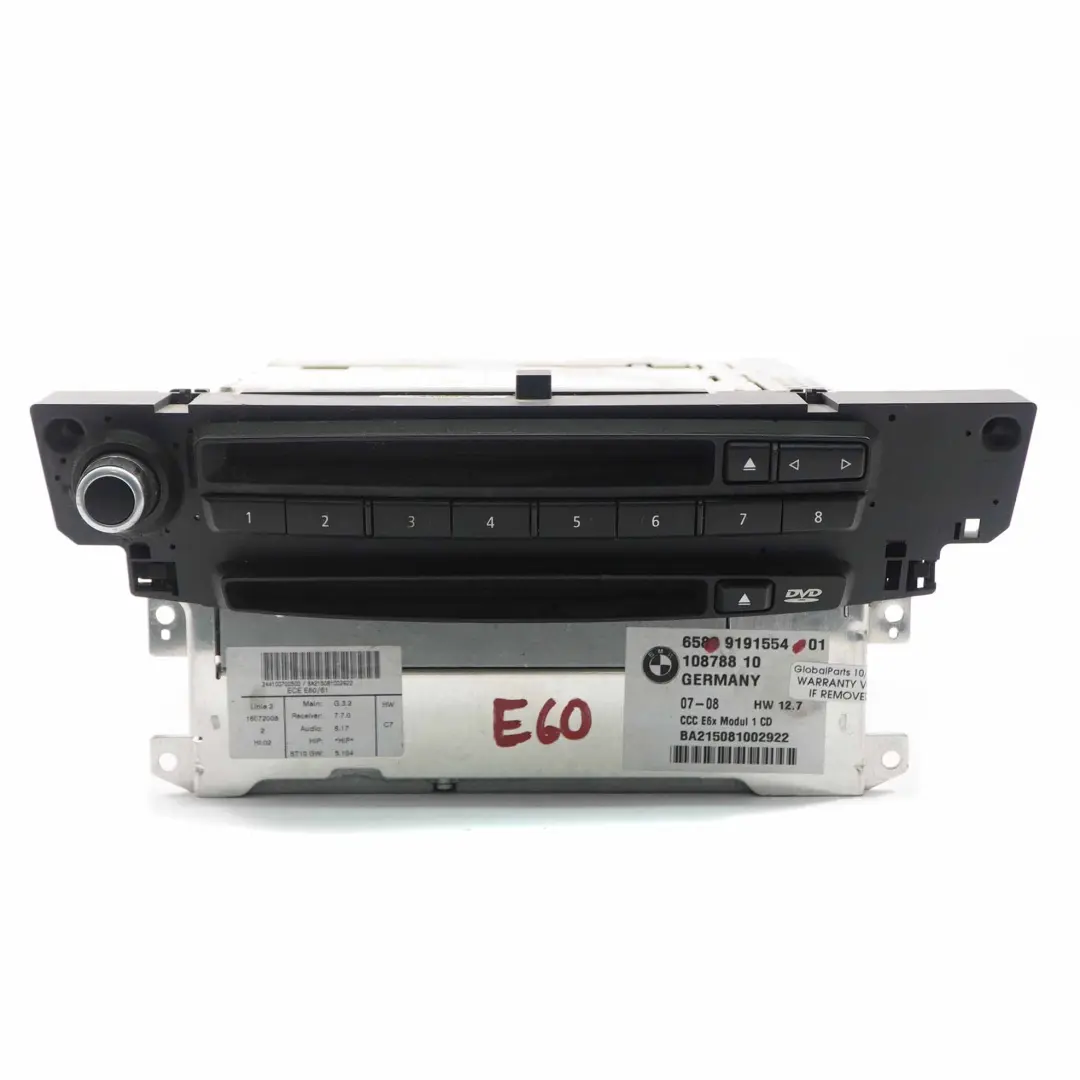 CCC CD Sat Nav Player System Controller Unidad principal navegación para BMW E60 E61 con número de pieza 9191554 BMW E60 E61 CCC CD Sat Nav Player System Controller Unidad principal navegación - SKU 9191554 - Número de pieza 9191554