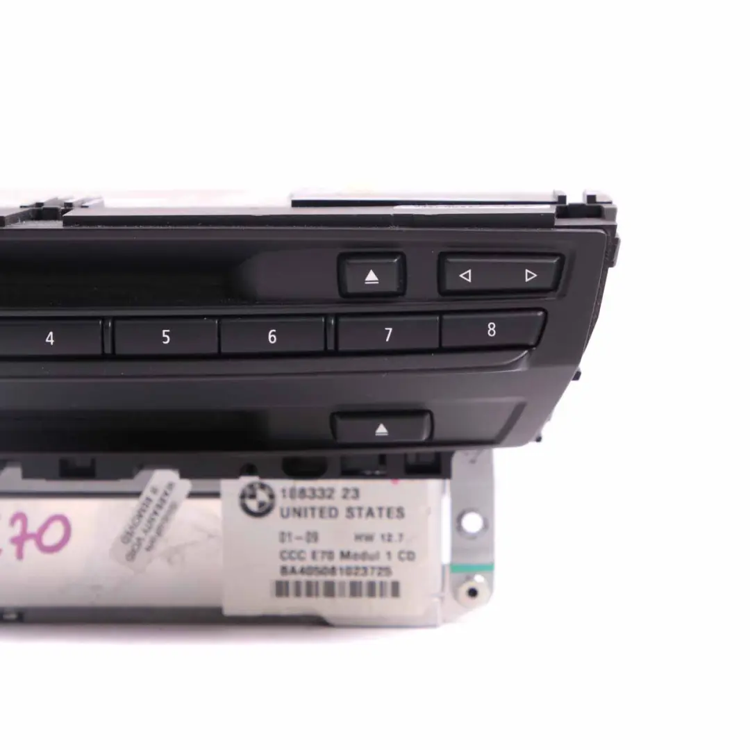 BMW X5 E70 Sistema Reproductor CD Navegador satélite Unidad principal - SKU 9191568 - Número de pieza 9191568