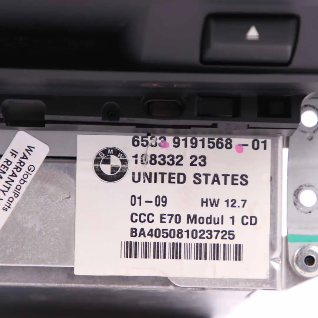 CCC Navigation System CD Player Sat Nav Head Unit to BMW X5 E70 with Part number 9191568 BMW X5 E70 CCC Navigation System CD Player Sat Nav Head Unit - SKU 9191568 - Part number 9191568