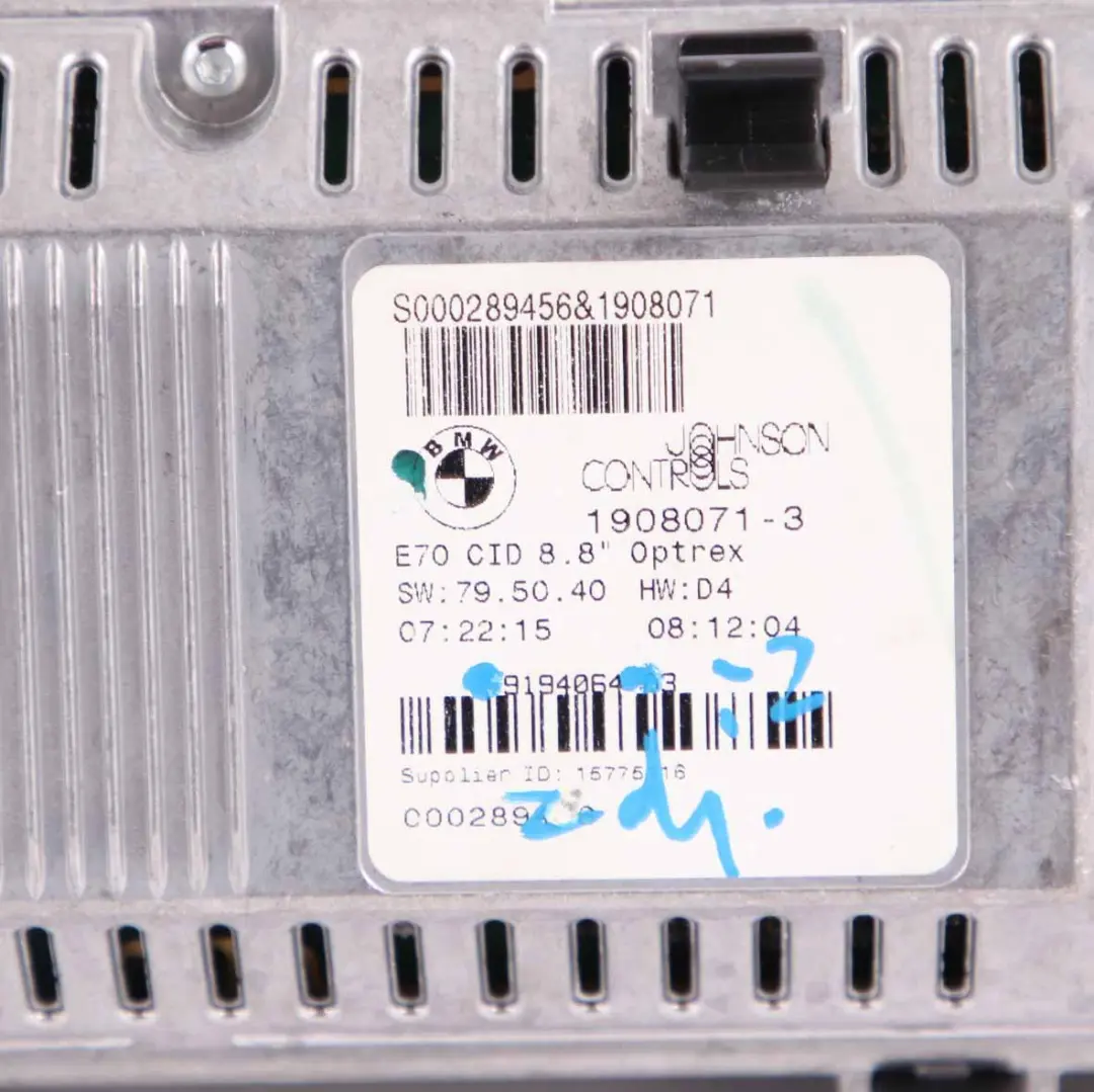 Monitor Bordo BMW X5 E70 Schermo Sistema Navigazione Satellitare 8,8" per con numero di parte 9194064 Monitor Bordo BMW X5 E70 Schermo Sistema Navigazione Satellitare 8,8" - SKU 9194064-2 - Numero di parte 9194064