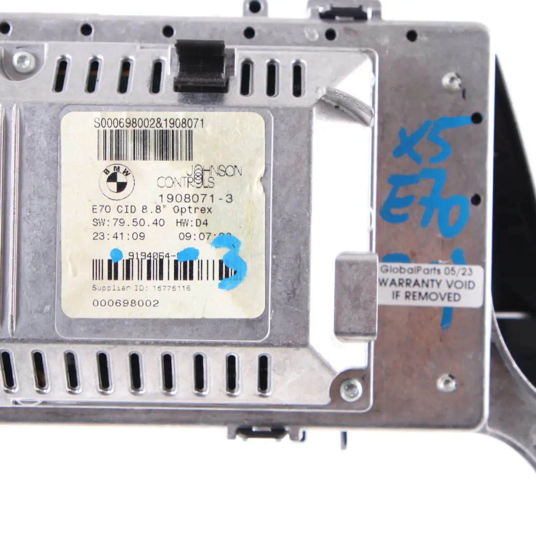  On-Board Monitor BMW X5 E70 X6 E71 Display Sat Nav System Screen 8,8" - SKU 9194064-3 - Part number 9194064