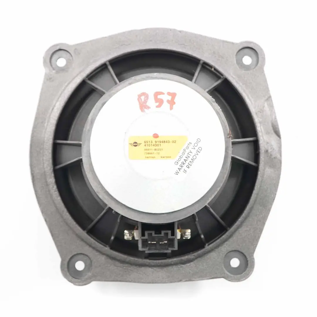 Altavoz central De graves Sistema HiFi para Mini Cabrio R57 con número de pieza 9194843 Mini Cabrio R57 Altavoz central De graves Sistema HiFi - SKU 9194843 - Número de pieza 9194843