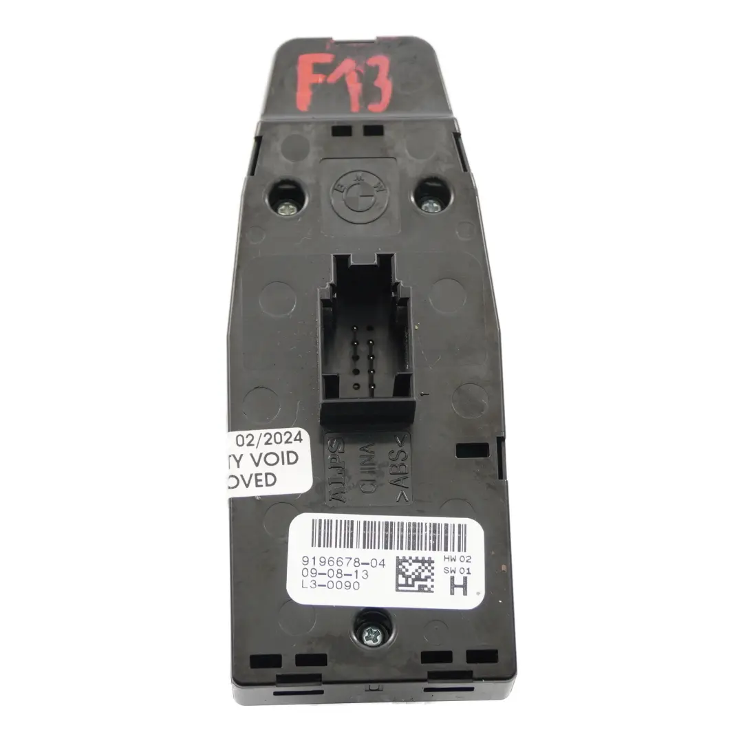 BMW F13 Window Lifter Switch Front Driver Side Control Button Panel - SKU 9196678 - Part number 9196678