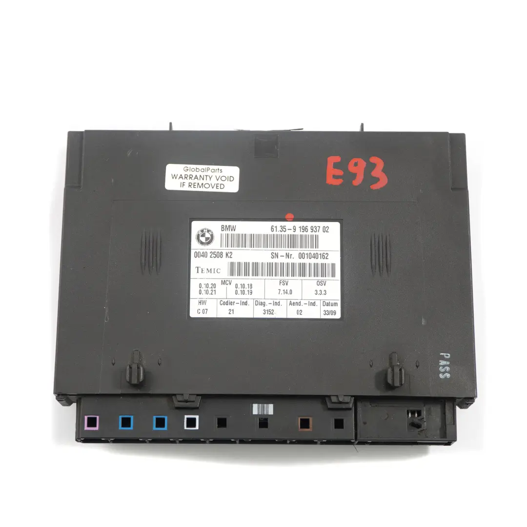 Sitzmodul Steuergerät Modul ECU FSV 7.10.0 für BMW E93 mit Teilenummer 9196937 BMW E93 Sitzmodul Steuergerät Modul ECU FSV 7.10.0 - SKU 9196937 - Teilenummer 9196937
