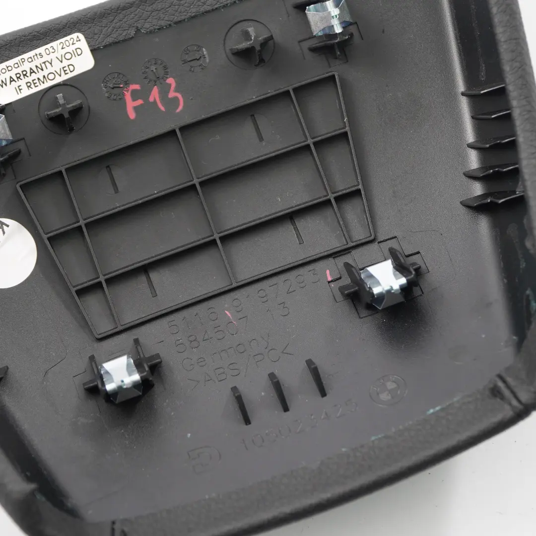 BMW F13 Console centrale Bracciolo Rivestimento Parte posteriore Nero - SKU 9197293 - Numero di parte 9197293
