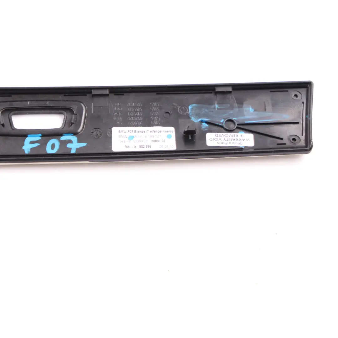 BMW F07 Storage Box Dashboard Centre Console Instrument Panel Strip Ivory White - SKU 9199121 - Part number 9199121