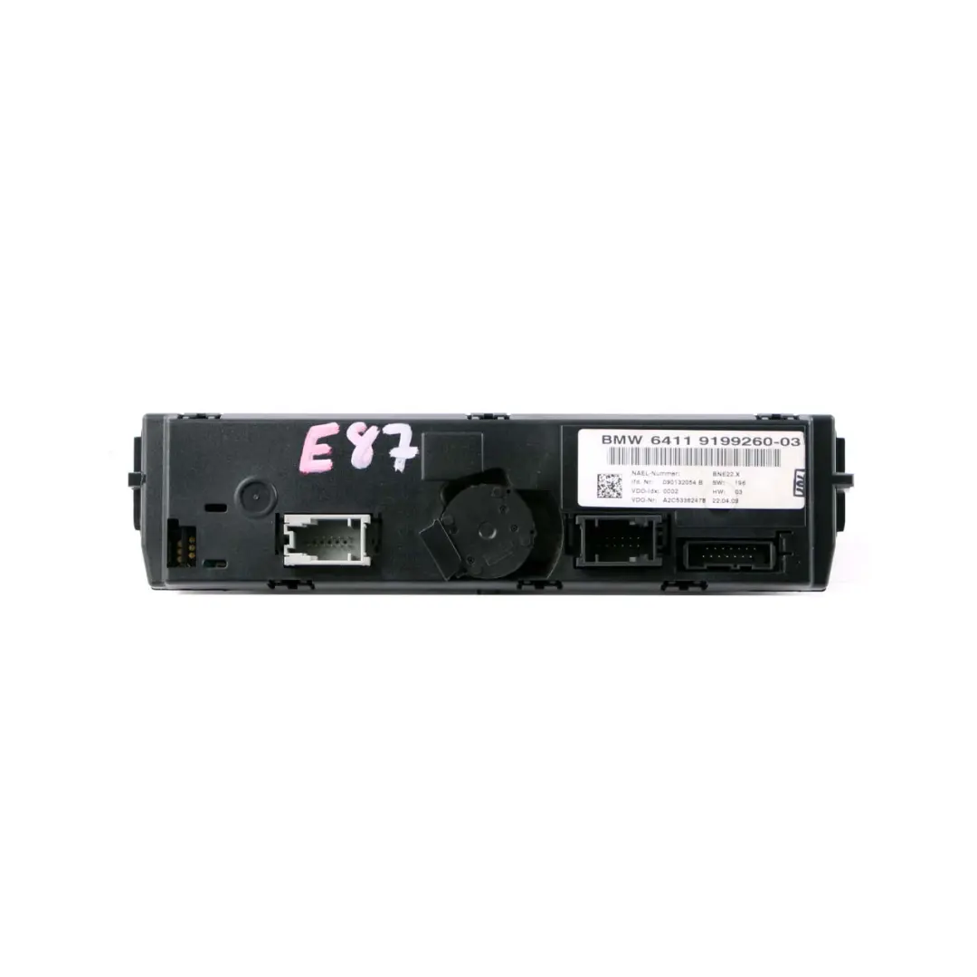 Conditioning A/C Control Unit Automatic to BMW E81 E87 E90 E91 Air with Part number 9199260 BMW E81 E87 E90 E91 Air Conditioning A/C Control Unit Automatic - SKU 9199260 - Part number 9199260