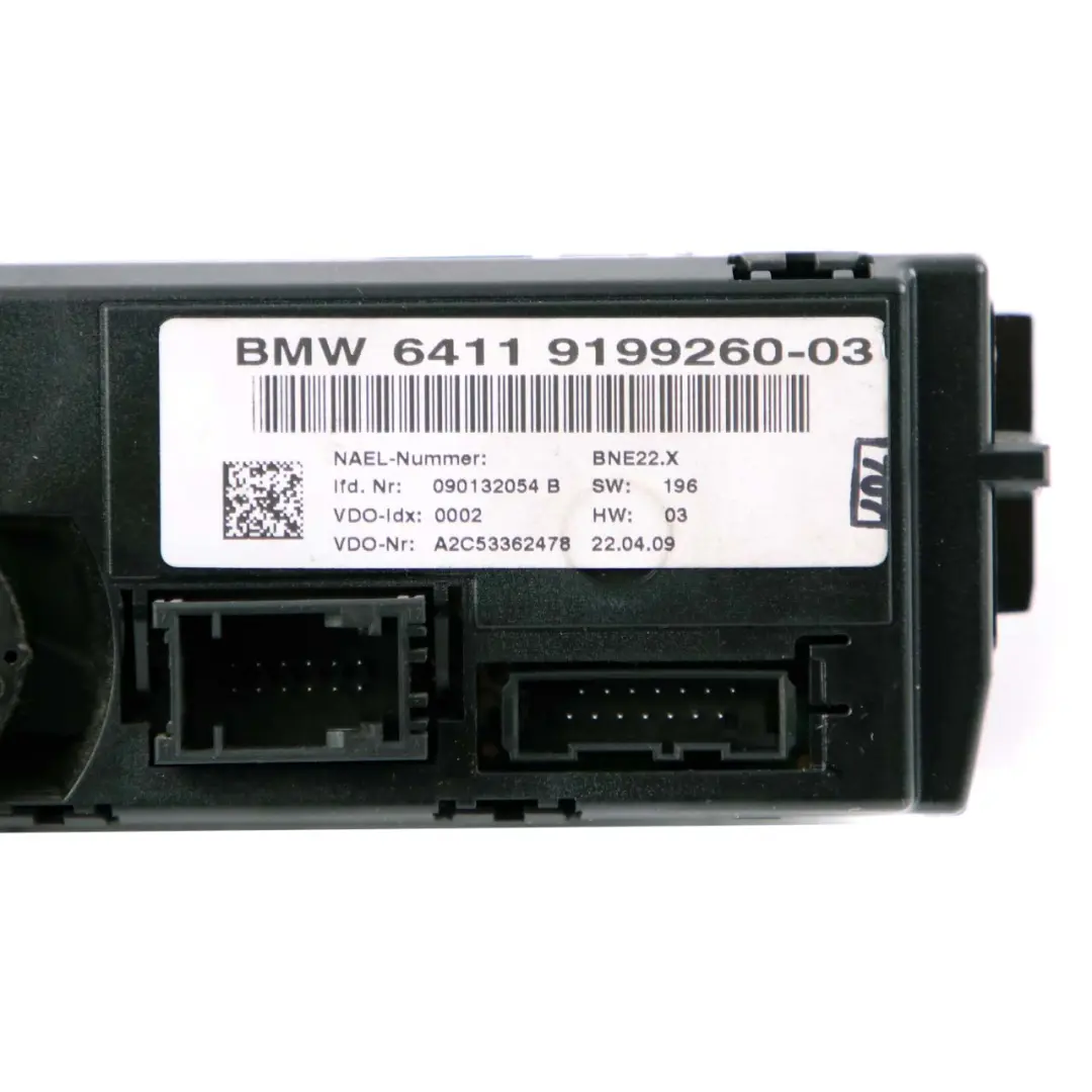 BMW E81 E87 E90 E91 Unité De Contrôle De Climatisation Automatique - SKU 9199260 - Numéro de pièce 9199260