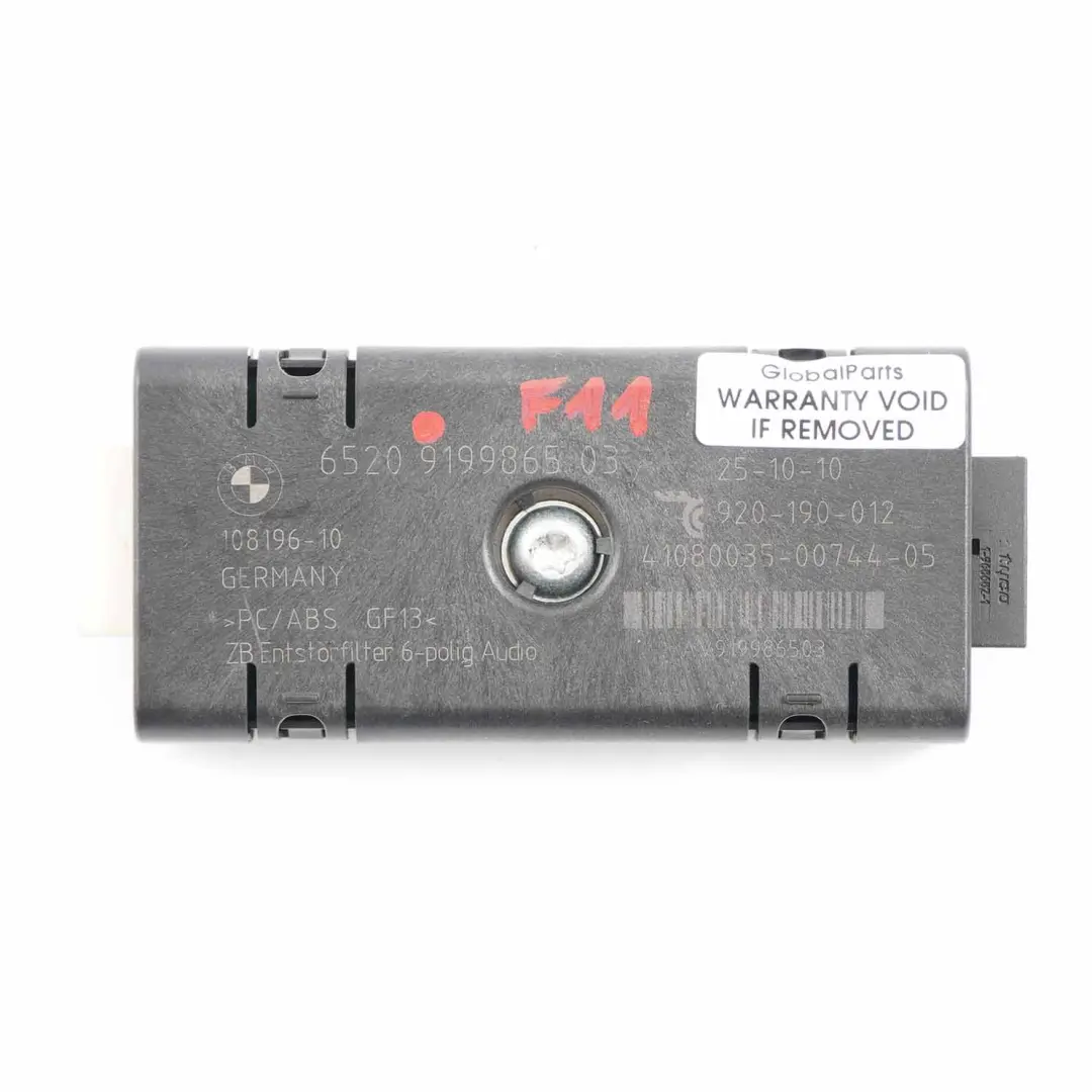 Unterdrückungsfilter Antennenverstärker Steuergerät 9158796 für BMW F07 F11 mit Teilenummer 9199865 BMW F07 F11 Unterdrückungsfilter Antennenverstärker Steuergerät 9158796 - SKU 9199865 - Teilenummer 9199865