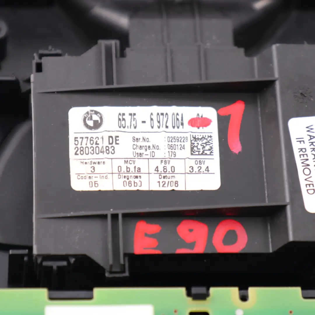 BMW E81 E82 E87 E90 E91 E92 Interrupteur feux toit arrière central noir 6972064 - SKU 9201645-2 - Numéro de pièce 9201645