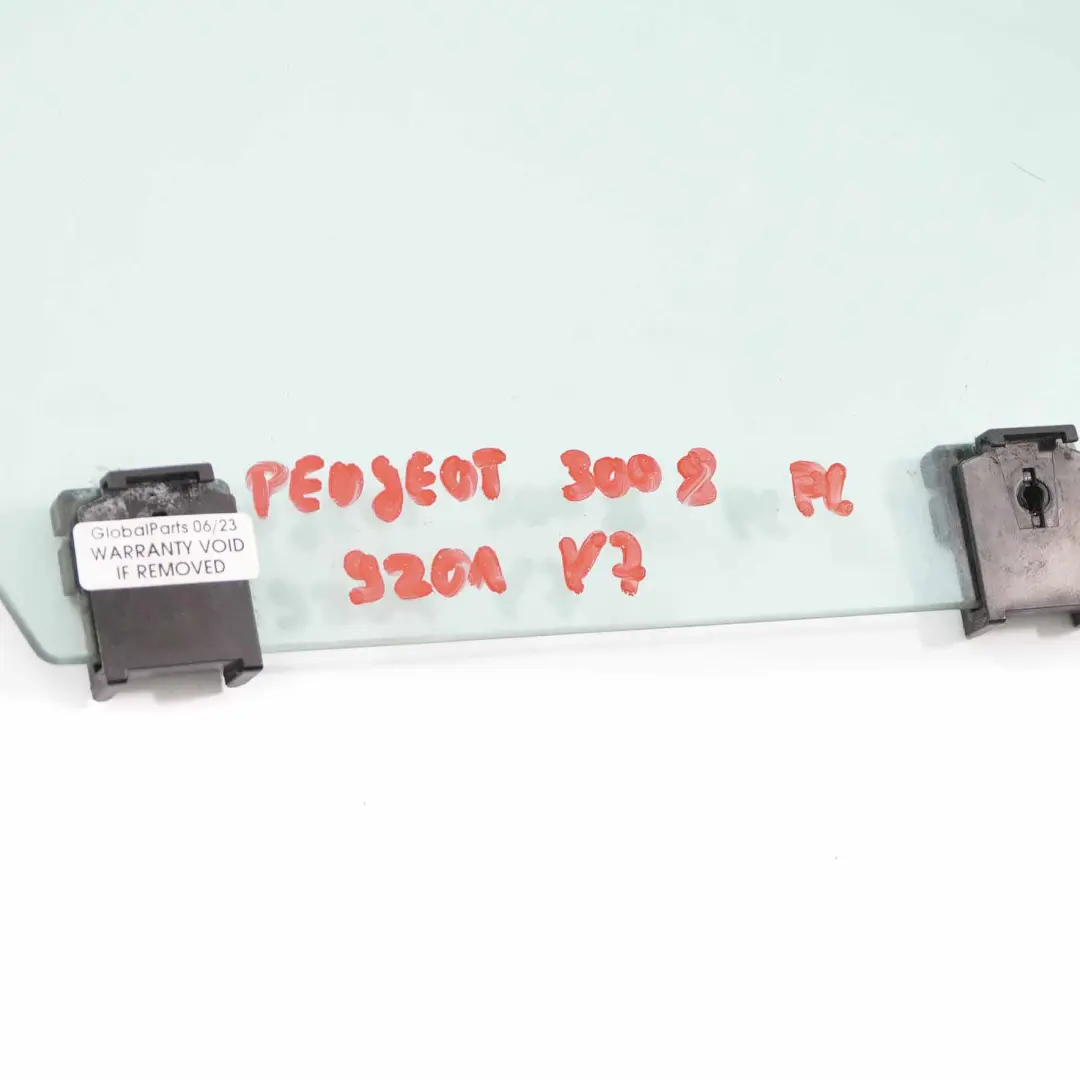 Window Glass Front Door Left N/S Glazing Green AS2 to Peugeot 3008 with Part number 9201N7 Peugeot 3008 Window Glass Front Door Left N/S Glazing Green AS2 - SKU 9201N7 - Part number 9201N7