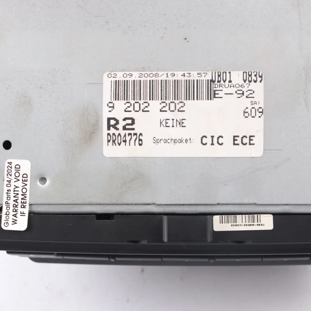 Professional Navigation Sat Nav CIC Head Unit to BMW E81 E87 E90 LCI E92 with Part number 9202202 BMW E81 E87 E90 LCI E92 Professional Navigation Sat Nav CIC Head Unit - SKU 9202202 - Part number 9202202