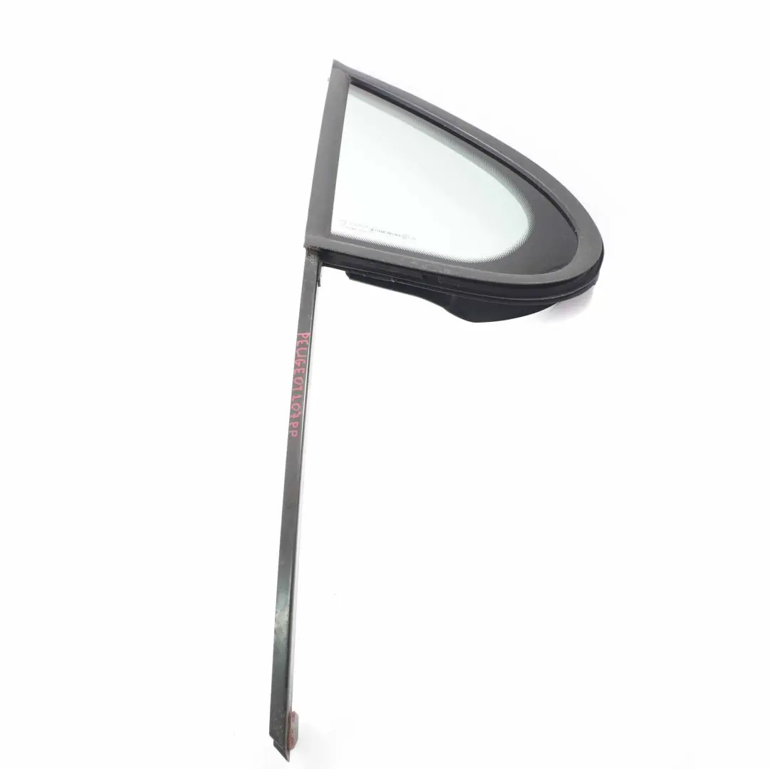 Quarter Window Front Door Right O/S Glass Glazing AS2 to Peugeot 207 with Part number 9202H4 Peugeot 207 Quarter Window Front Door Right O/S Glass Glazing AS2 - SKU 9202H4 - Part number 9202H4