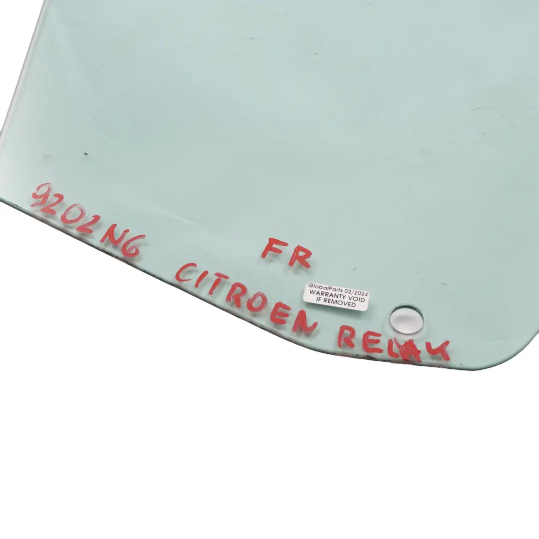 Side Window Citroen Relay Peugeot Boxer Door Front Right O/S Glass to with Part number 9202N6 Side Window Citroen Relay Peugeot Boxer Door Front Right O/S Glass - SKU 9202N6 - Part number 9202N6