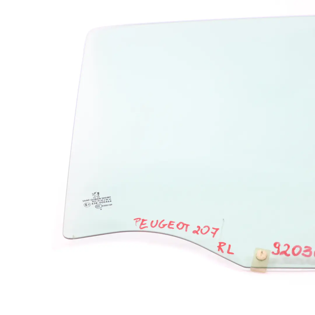 Peugeot 207 Window Glass Rear Door Left N/S Glazing Green AS2 - SKU 9203GK - Part number 9203GK