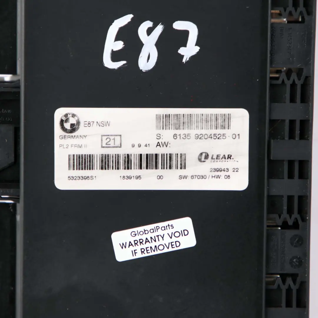 ECU Light Module Control Unit NSW PL2 FRM II Lear to BMW 1 Series E87 with Part number 9204525 BMW 1 Series E87 ECU Light Module Control Unit NSW PL2 FRM II Lear - SKU 9204525-1 - Part number 9204525