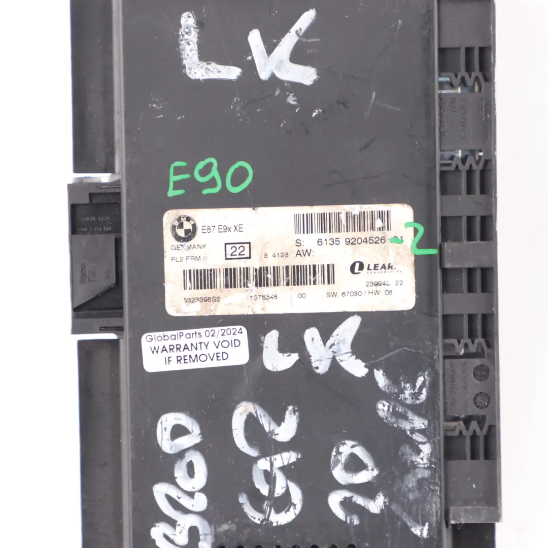Footwell Light Module Control Unit ECU PL2 FRM II Lear to BMW E90 Xenon with Part number 9204526 BMW E90 Xenon Footwell Light Module Control Unit ECU PL2 FRM II Lear - SKU 9204526-2 - Part number 9204526