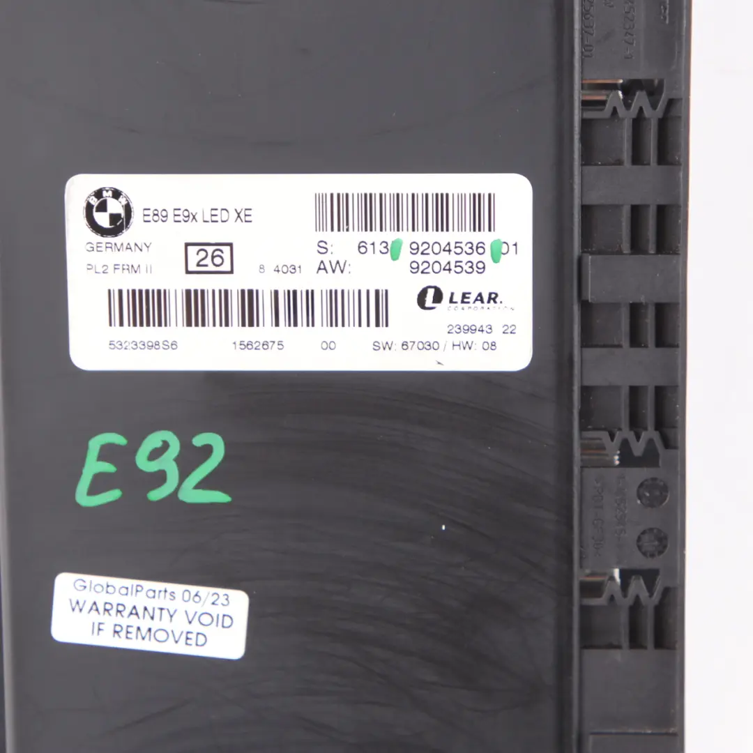 Footwell Light Module ECU Control Unit LED XE PL2 FRM II Lear to BMW E92 with Part number 9204536 BMW E92 Footwell Light Module ECU Control Unit LED XE PL2 FRM II Lear - SKU 9204536-3 - Part number 9204536