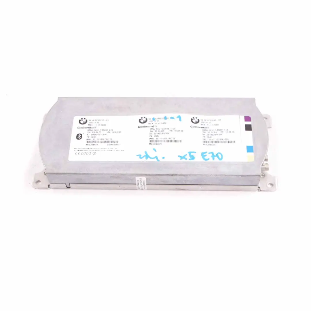 Telemática Bluetooth Unidad de Control Módulo ECU Continental para BMW X5 E70 con número de pieza 9205930 BMW X5 E70 Telemática Bluetooth Unidad de Control Módulo ECU Continental - SKU 9205930-1 - Número de pieza 9205930