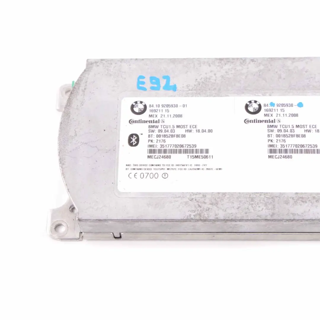 BMW X5 E70 Telematics Bluetooth Control Unit Module ECU Continental - SKU 9205930-1 - Part number 9205930