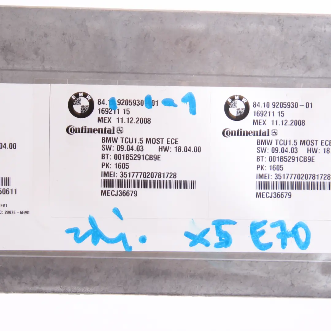 BMW X5 E70 Telematics Bluetooth Control Unit Module ECU Continental - SKU 9205930-1 - Part number 9205930